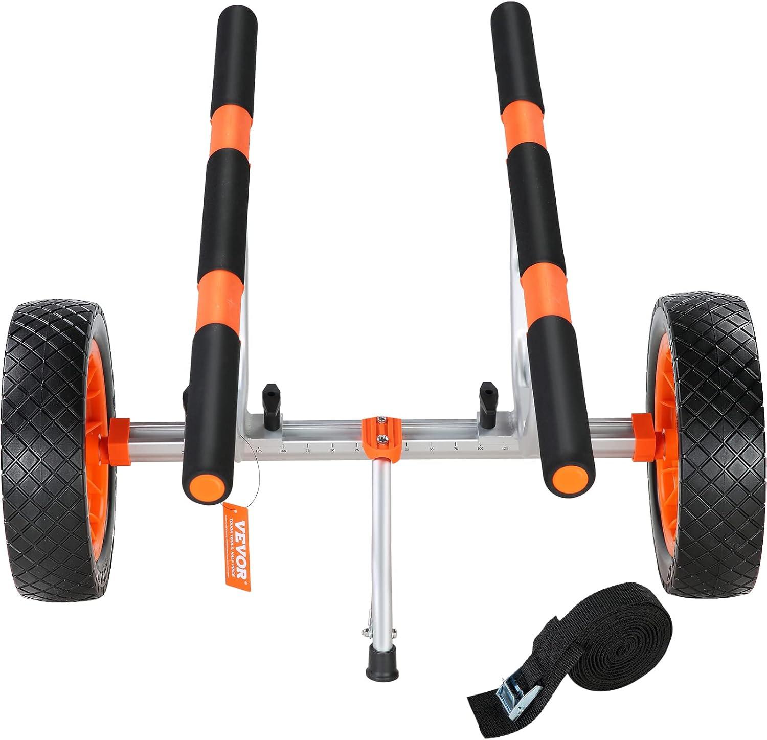 image:imageVEVOR Kayak Cart Heavy Duty 450 LBS Load Capacity Kayak Trailer Detachable Canoe Trolley Cart with Adjustable Width amp Nonslip Support Foot 12 Solid Tires for Kayaks Canoes Float Mats Paddleboards