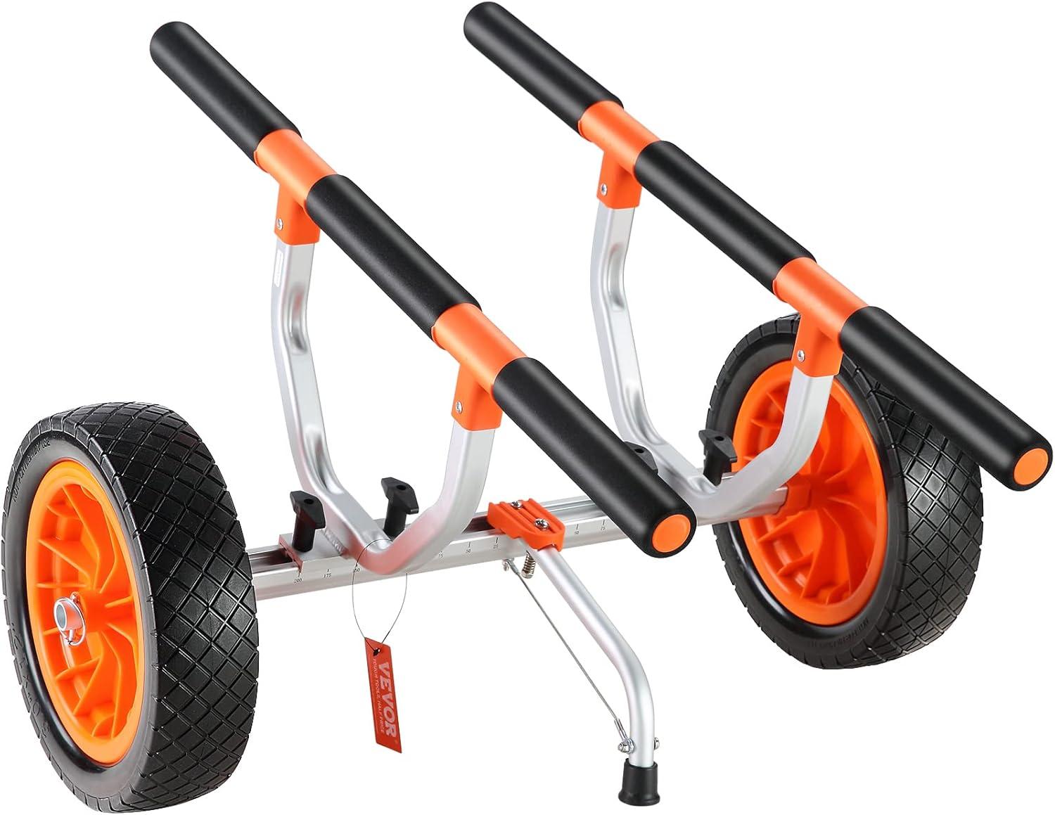 image:imageVEVOR Kayak Cart Heavy Duty 450 LBS Load Capacity Kayak Trailer Detachable Canoe Trolley Cart with Adjustable Width amp Nonslip Support Foot 12 Solid Tires for Kayaks Canoes Float Mats Paddleboards