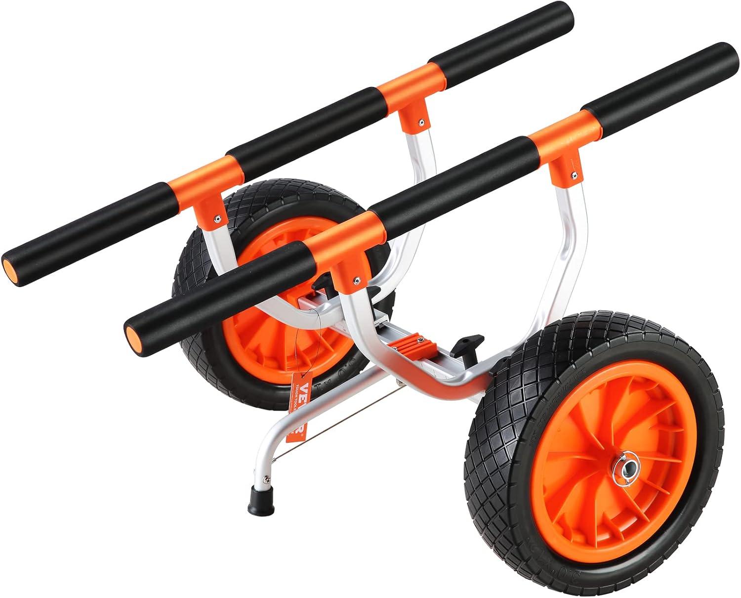image:imageVEVOR Kayak Cart Heavy Duty 450 LBS Load Capacity Kayak Trailer Detachable Canoe Trolley Cart with Adjustable Width amp Nonslip Support Foot 12 Solid Tires for Kayaks Canoes Float Mats Paddleboards