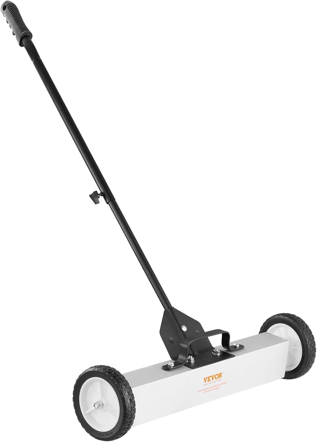 image:imageVEVOR Magnetic Pick Up Sweeper 17inch Heavy Duty Magnet Pickup Lawn Sweeper Roofing Tools 10 Lbs Yard Magnet with Telescoping Holder and Wheels to Pick Up Nails Magnetic Sweeper for Construction24 Inch50LBS
