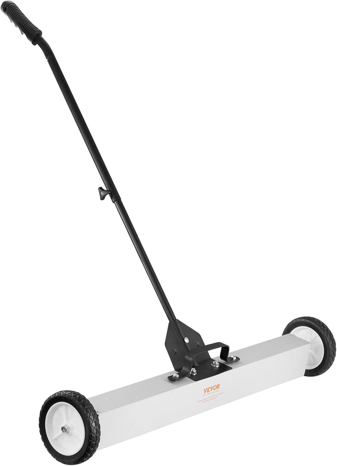 image:imageVEVOR Magnetic Pick Up Sweeper 17inch Heavy Duty Magnet Pickup Lawn Sweeper Roofing Tools 10 Lbs Yard Magnet with Telescoping Holder and Wheels to Pick Up Nails Magnetic Sweeper for Construction36 Inch55LBS