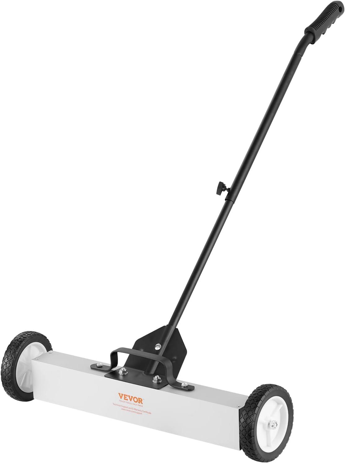 image:imageVEVOR Magnetic Pick Up Sweeper 17inch Heavy Duty Magnet Pickup Lawn Sweeper Roofing Tools 10 Lbs Yard Magnet with Telescoping Holder and Wheels to Pick Up Nails Magnetic Sweeper for Construction24 Inch