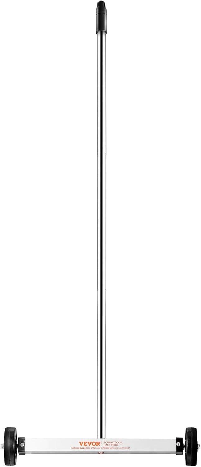 image:imageVEVOR Magnetic Pick Up Sweeper 17inch Heavy Duty Magnet Pickup Lawn Sweeper Roofing Tools 10 Lbs Yard Magnet with Telescoping Holder and Wheels to Pick Up Nails Magnetic Sweeper for Construction15 Inch8LBS