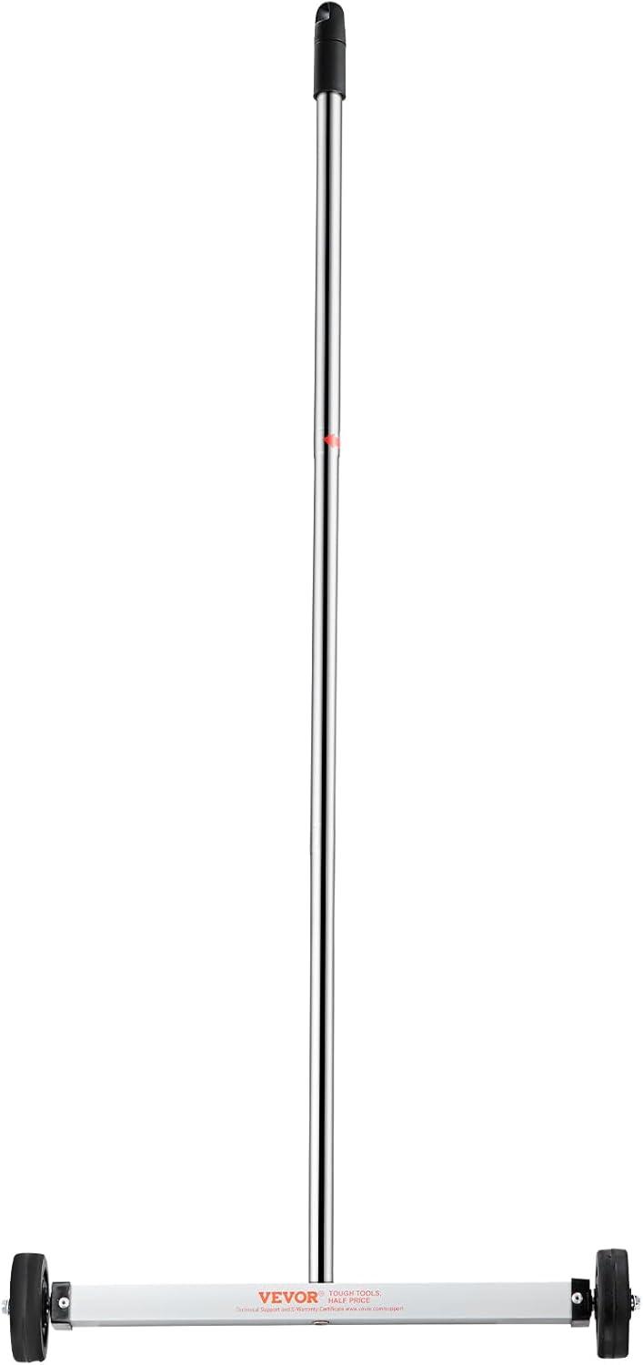 image:imageVEVOR Magnetic Pick Up Sweeper 17inch Heavy Duty Magnet Pickup Lawn Sweeper Roofing Tools 10 Lbs Yard Magnet with Telescoping Holder and Wheels to Pick Up Nails Magnetic Sweeper for Construction17 Inch10LBS
