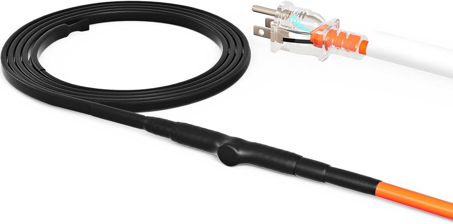 image:imageVEVOR SelfRegulating Pipe Heating Cable 100feet 5Wft Heat Tape for Pipes Freeze Protection Protects PVC Hose Metal and Plastic Pipe from Freezing 120V3FT