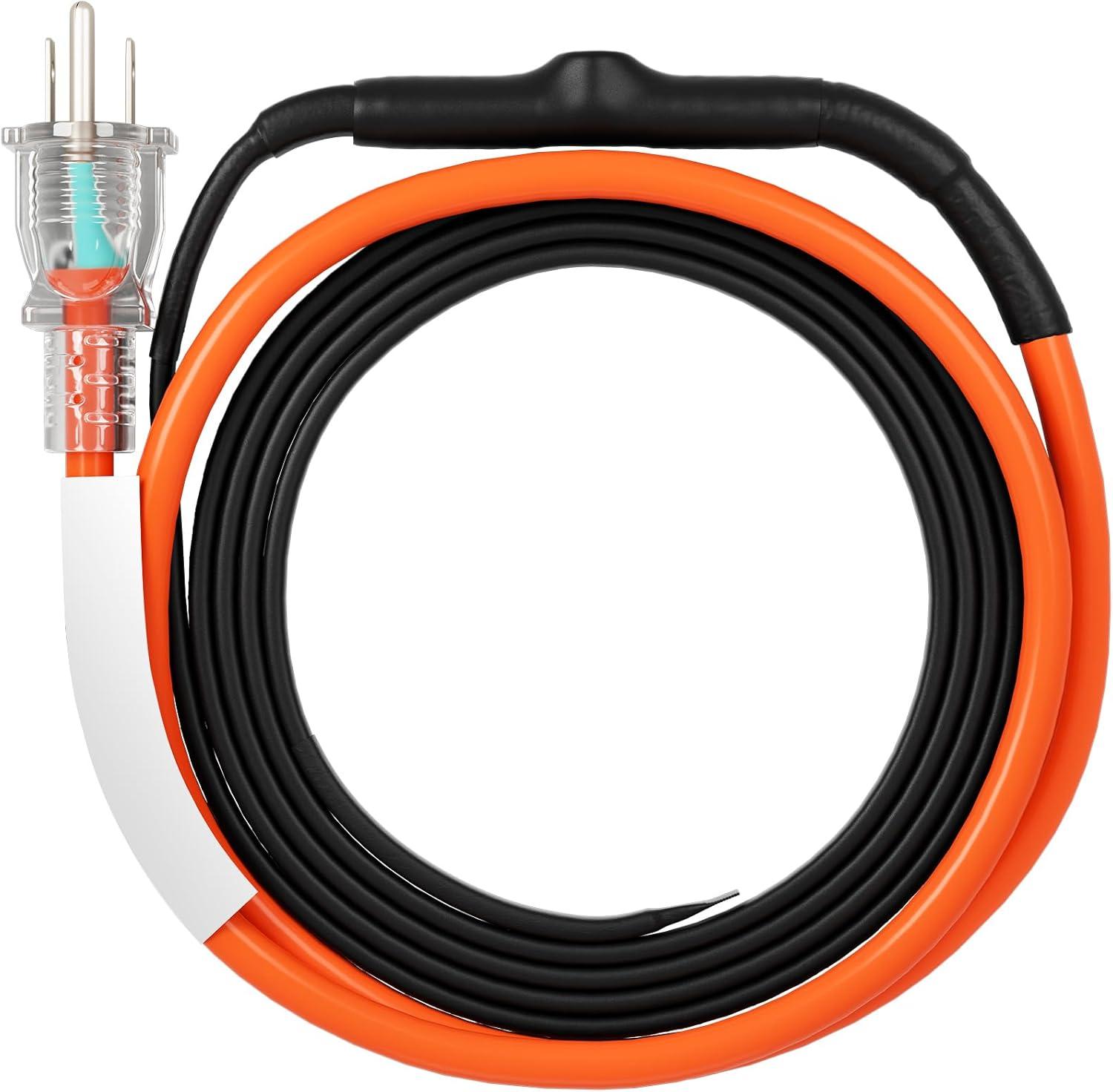 image:imageVEVOR SelfRegulating Pipe Heating Cable 100feet 5Wft Heat Tape for Pipes Freeze Protection Protects PVC Hose Metal and Plastic Pipe from Freezing 120V3FT