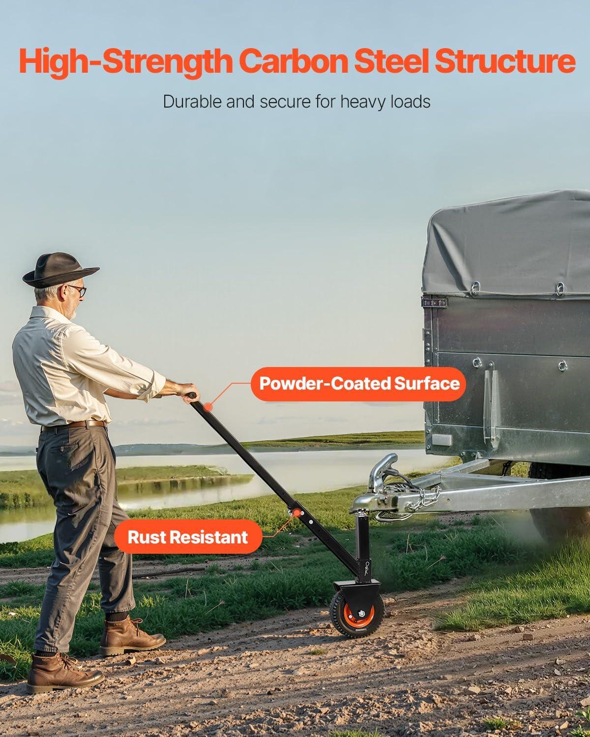 image:imageVEVOR Trailer Dolly 300lbs Tongue Weight Capacity 165 inch and 22 inch Height Adjustable Trailer Dolly with 178 inch and 2 inch Balls 85 inch Pneumatic Rubber Tire for Moving RV300lbs