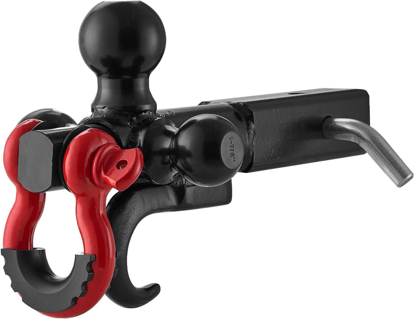 image:imageVEVOR Trailer Hitch TriBall Mount with Hook amp Pin Trailer Ball Size 178 2 and 2516 Fit 2Inch Hitch Receiver Max 10000 lbs Ball Hitch Towing Hitch for RVs SUVs ATVs and TrucksNot Adjustable
