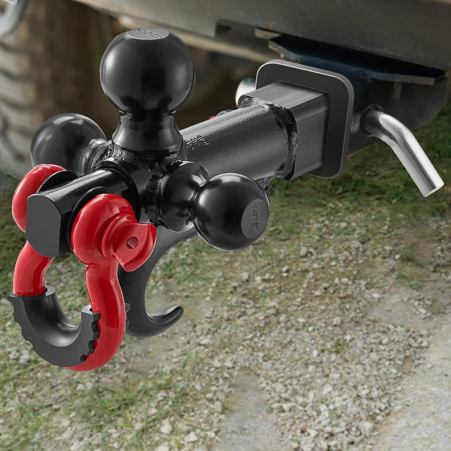 image:imageVEVOR Trailer Hitch TriBall Mount with Hook amp Pin Trailer Ball Size 178 2 and 2516 Fit 2Inch Hitch Receiver Max 10000 lbs Ball Hitch Towing Hitch for RVs SUVs ATVs and TrucksNot Adjustable