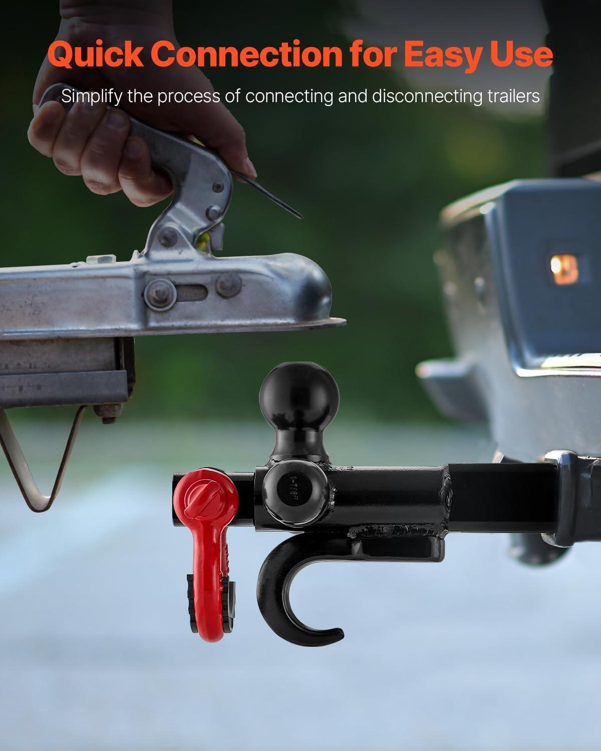 image:imageVEVOR Trailer Hitch TriBall Mount with Hook amp Pin Trailer Ball Size 178 2 and 2516 Fit 2Inch Hitch Receiver Max 10000 lbs Ball Hitch Towing Hitch for RVs SUVs ATVs and TrucksNot Adjustable