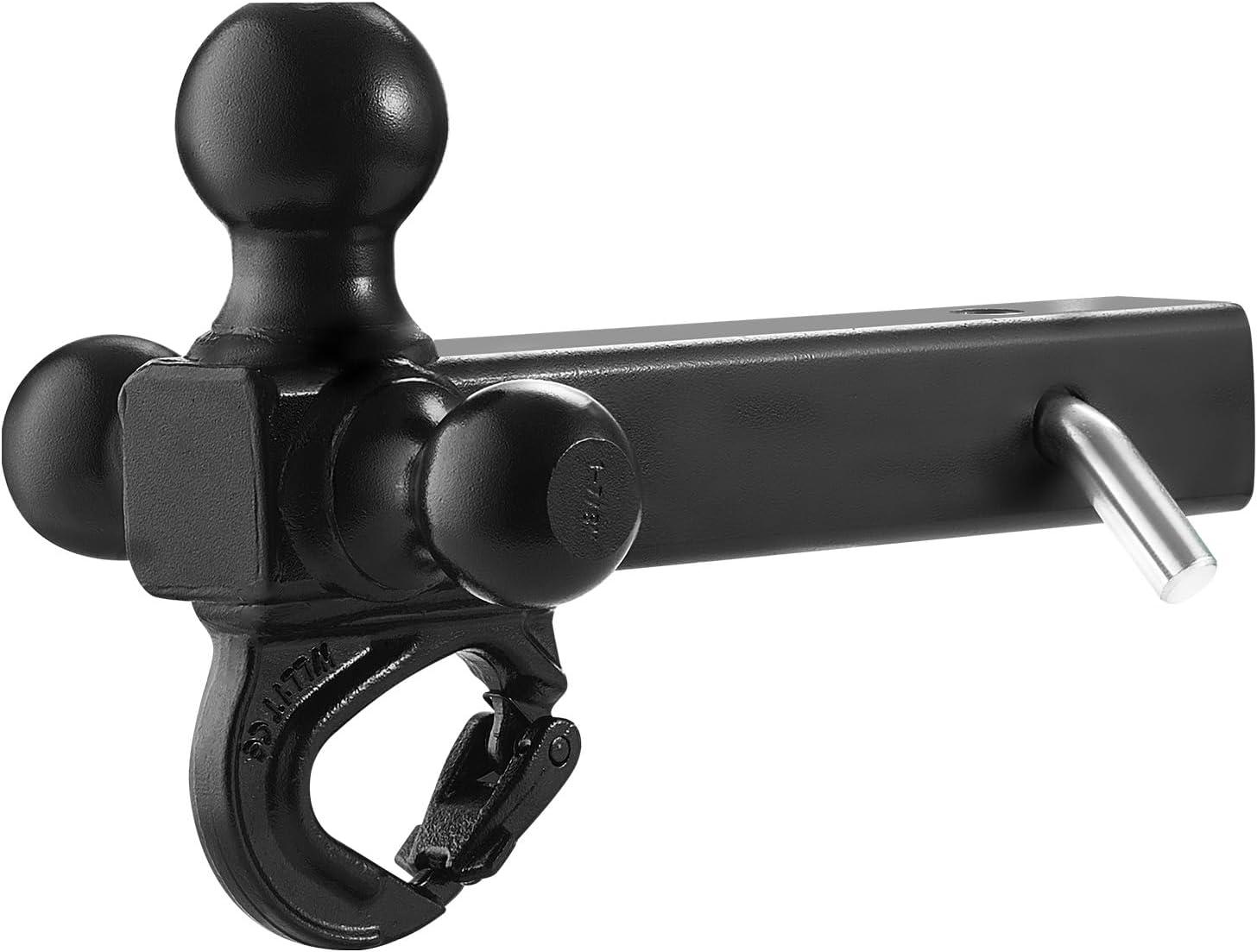 image:imageVEVOR Trailer Hitch TriBall Mount with Hook amp Pin Trailer Ball Size 178 2 and 2516 Fit 2Inch Hitch Receiver Max 10000 lbs Ball Hitch Towing Hitch for RVs SUVs ATVs and TrucksNot Adjustable
