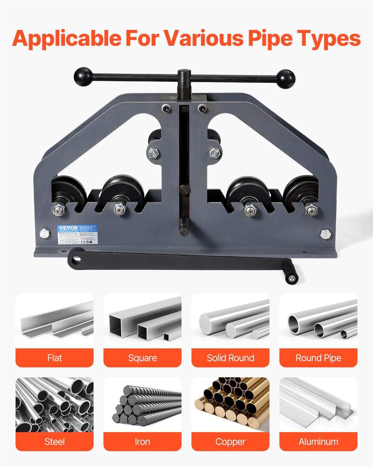 image:imageVEVOR Tube Roller Bender Max 112 Manual Tube Pipe Roller Bender with 6 Dies 360 Copper Aluminum Pipe Bending Tool for Square Round Tube amp Flat Bar Ideal for HVAC Air Conditioning Auto RepairCopper Aluminum Pipe Bender