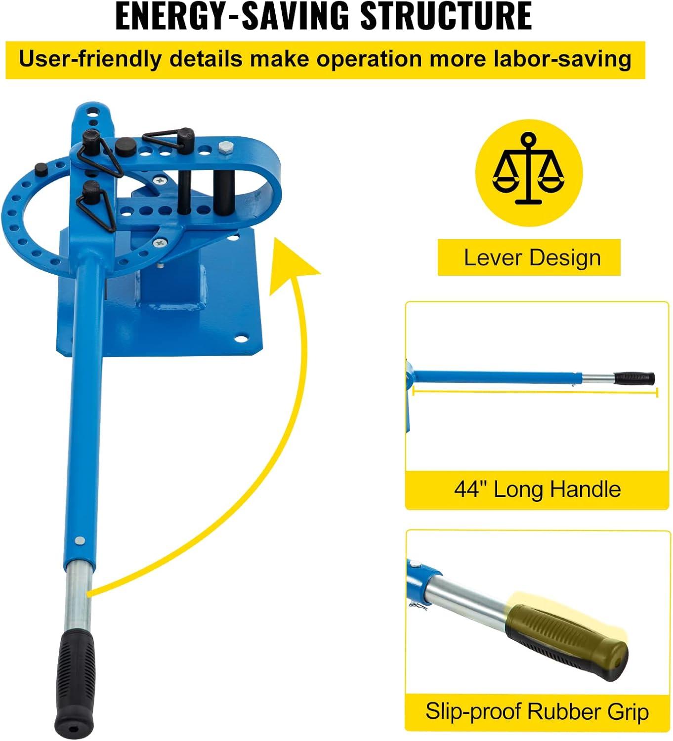 image:imageVEVOR YP9 Manual Bender 1 2 High Capacity Round Square Bar Metal Bender with 7 Bending Dies Metal Rod Bar Bender Bending Tool for Construction Site Auto Repair