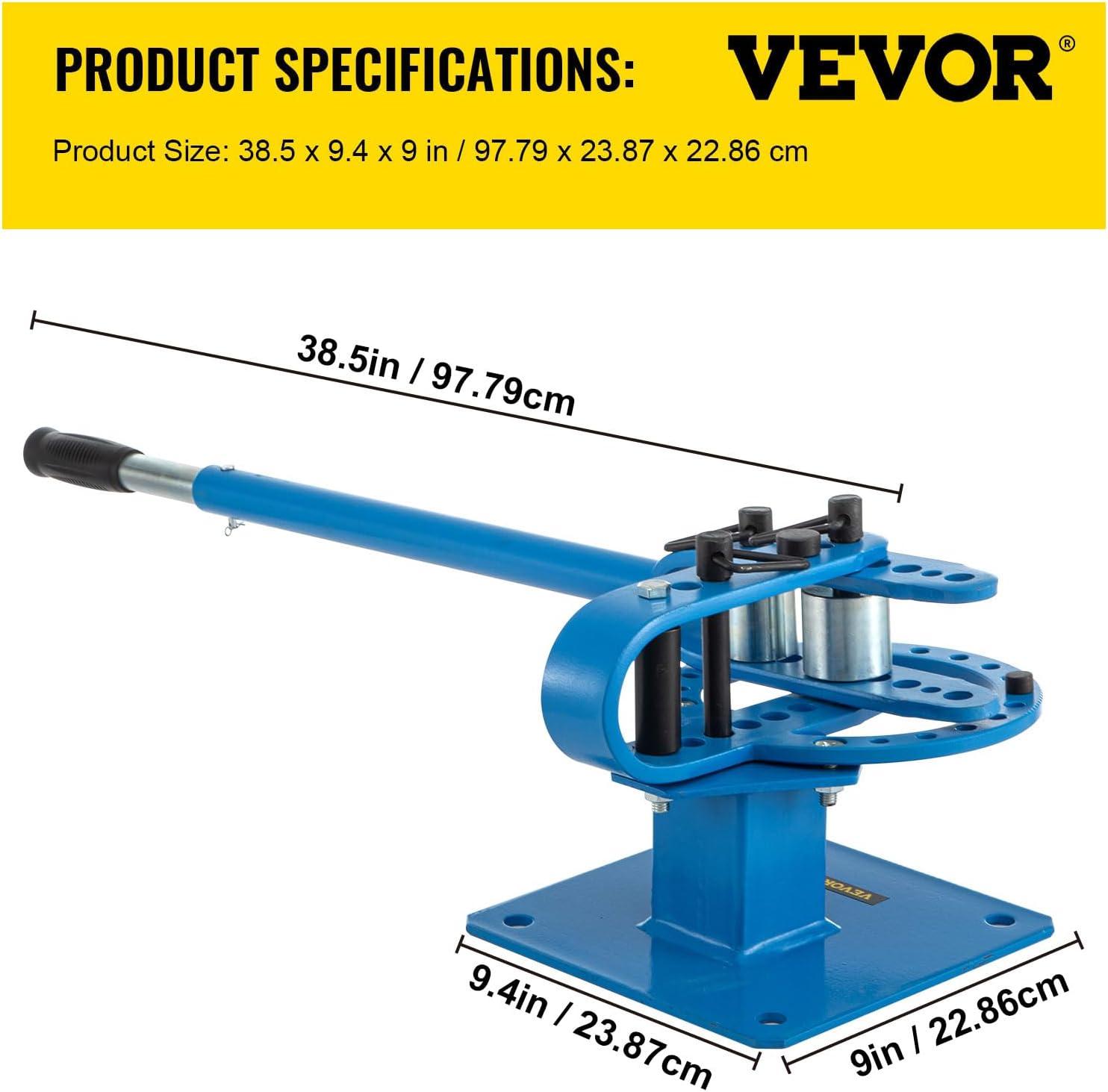 image:imageVEVOR YP9 Manual Bender 1 2 High Capacity Round Square Bar Metal Bender with 7 Bending Dies Metal Rod Bar Bender Bending Tool for Construction Site Auto Repair