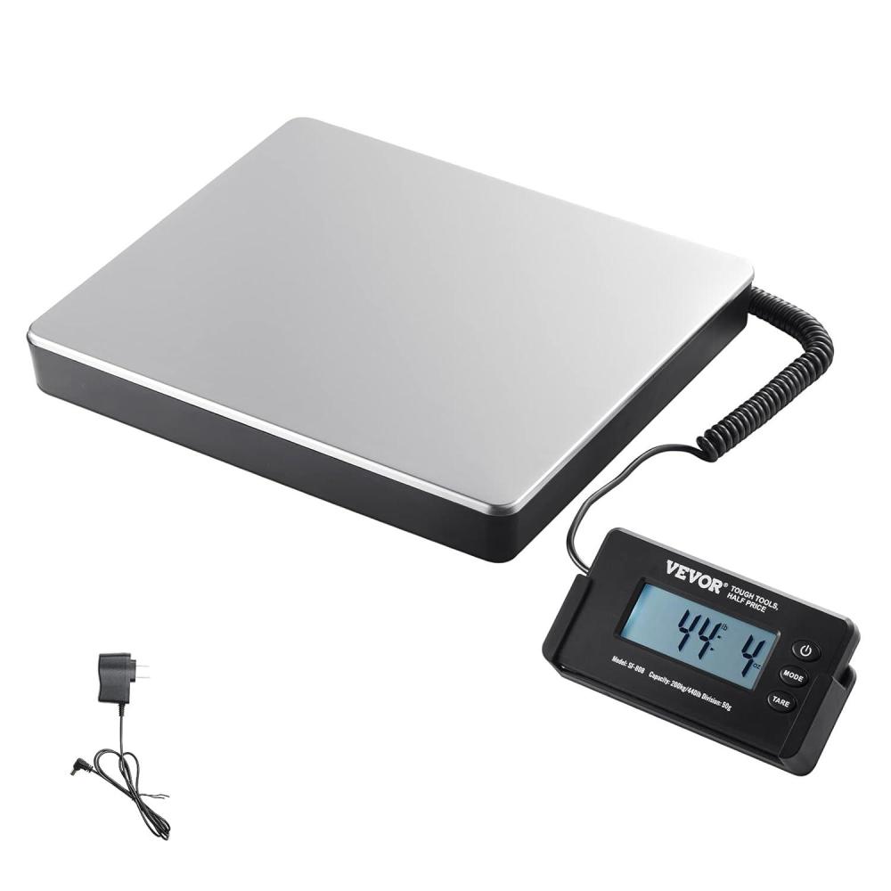 image:imageVEVOR Digital Shipping Scale 440 lbs x 17 oz Heavy Duty Postal Scale with Timer Tare Function HD LCD Screen Portable Package Scale for Luggage Home Post Office ACDC Powered FCC Listed1210in