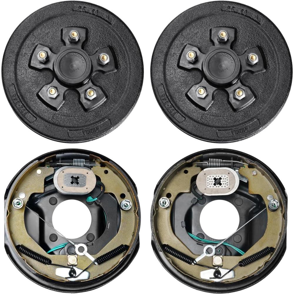image:imageVEVOR Electric Trailer Brake Assembly 10 x 214 1 Pair SelfAdjusting Electric Brakes Kit for 3500 lbs Axle 4Hole Mounting Backing Plates for Brake System Part Replacement 1 Right 1 Left2 Brakes 2 Brake Drums