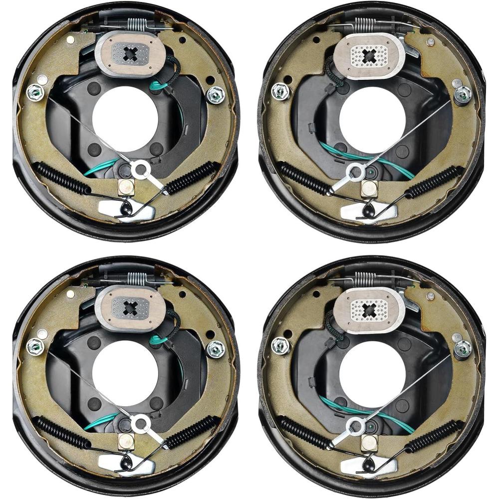 image:imageVEVOR Electric Trailer Brake Assembly 10 x 214 1 Pair SelfAdjusting Electric Brakes Kit for 3500 lbs Axle 4Hole Mounting Backing Plates for Brake System Part Replacement 1 Right 1 Left2 Pair Brakes
