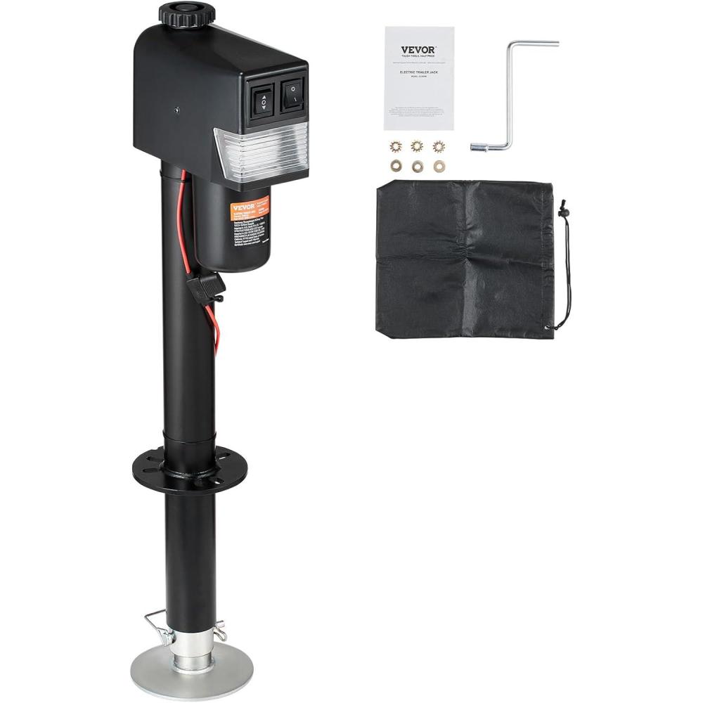 image:imageVEVOR Electric Trailer Jack 5000 lbs Heavy Duty RV Electric Power Tongue Jack with 2 Way Connector Manual Crank Handle amp Weatherproof Jack Cover 10283 Lift for RVs Trailers amp Campers Black3500lbs