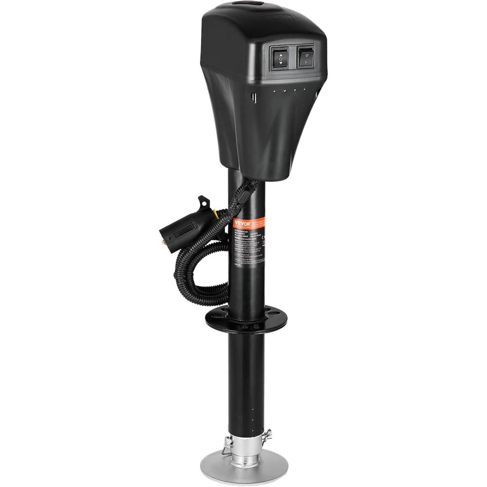 image:imageVEVOR Electric Trailer Jack 5000 lbs Heavy Duty RV Electric Power Tongue Jack with 7pin Connector Manual Crank Handle amp Weatherproof Jack Cover 10283 Lift for Trailers Campers amp RVs Black