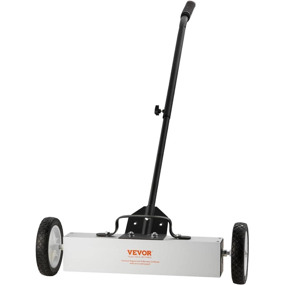 image:imageVEVOR Magnetic Pick Up Sweeper 17inch Heavy Duty Magnet Pickup Lawn Sweeper Roofing Tools 10 Lbs Yard Magnet with Telescoping Holder and Wheels to Pick Up Nails Magnetic Sweeper for Construction18 Inch45LBS