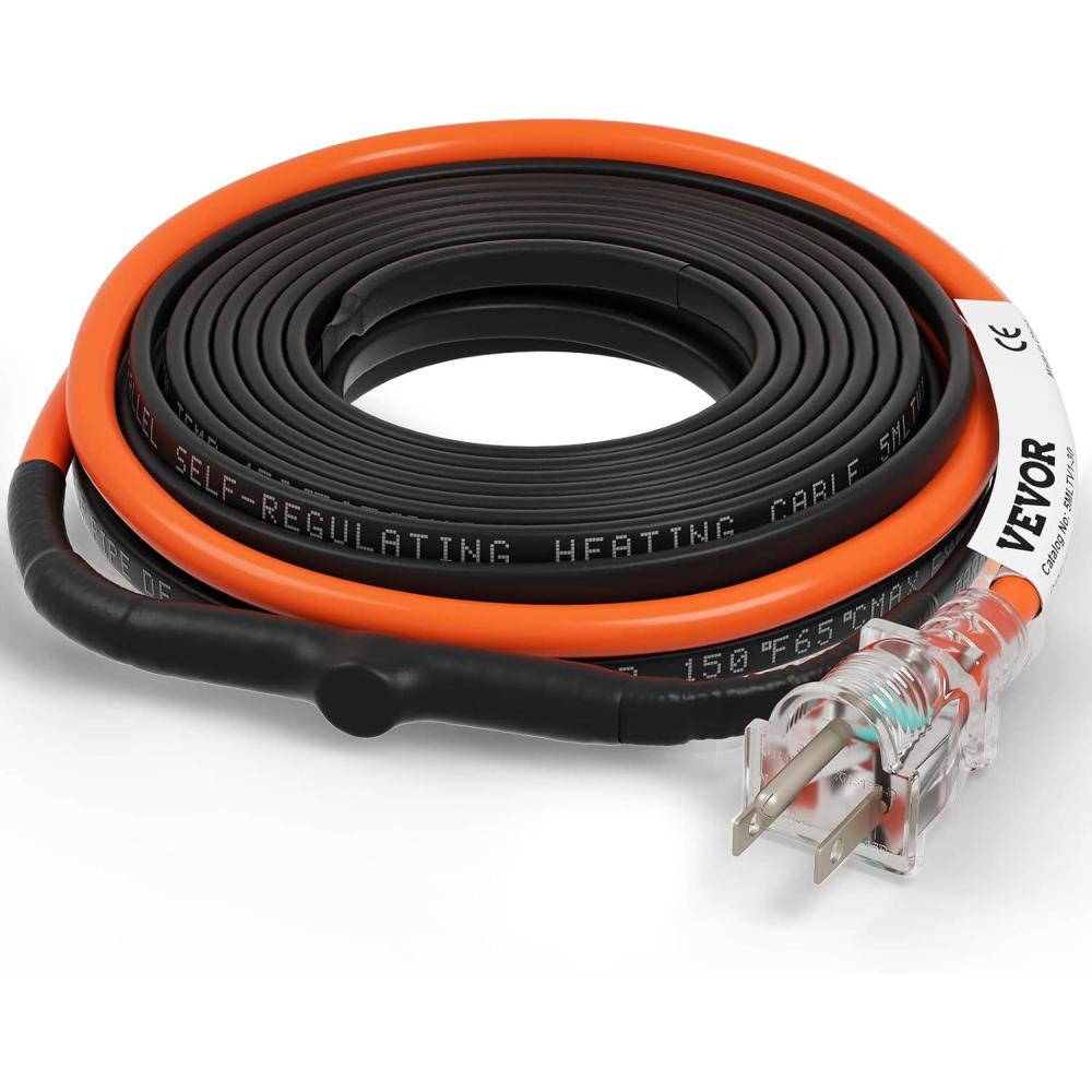 image:imageVEVOR SelfRegulating Pipe Heating Cable 100feet 5Wft Heat Tape for Pipes Freeze Protection Protects PVC Hose Metal and Plastic Pipe from Freezing 120V30 Feet