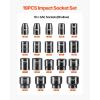 VEVOR 1/2″ Drive Impact Socket Set, 13 Piece Deep Socket Set Metric 10-24mm, 6 Point CR-V Alloy Steel for Auto Repair, Easy-to-Read Size Markings, Rugged Construction, Includes Storage Case(1/2″ 19PCS)