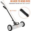 VEVOR 55Lbs Rolling Magnetic Sweeper with Wheels, 36-inch Large Magnet Pickup Lawn Sweeper with Telescoping Handle, Push-Type Magnetic Pick Up Sweeper, Easy Cleanup of Workshop Yard Garage(18 Inch)