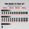 VEVOR 96 Piece 3/8″ Drive Impact Socket Wrench and Bit Set, SAE (5/16″ to 3/4″) & Metric (8 to 22 mm), CR-V, Deep & Shallow, 6 Point, Ratchet, Universal Joint, Bit Holder, Adapters, Spark Plug Socket(3/8″ 25PCS CR-MO)