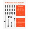 VEVOR 96 Piece 3/8″ Drive Impact Socket Wrench and Bit Set, SAE (5/16″ to 3/4″) & Metric (8 to 22 mm), CR-V, Deep & Shallow, 6 Point, Ratchet, Universal Joint, Bit Holder, Adapters, Spark Plug Socket(3/4″ 22PCS)