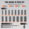 VEVOR 96 Piece 3/8″ Drive Impact Socket Wrench and Bit Set, SAE (5/16″ to 3/4″) & Metric (8 to 22 mm), CR-V, Deep & Shallow, 6 Point, Ratchet, Universal Joint, Bit Holder, Adapters, Spark Plug Socket(3/8″ 18PCS)