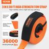 VEVOR Heavy Duty Tow Strap Recovery Kit 3″ x 30 ft (MBS-36,000 lbs) Tree Saver Winch Strap, Triple Reinforced Loop & Protective Sleeves & Storage Bag, 3/4″ D-Ring Shackles, for Truck Jeep SUV ATV(3/4 D Ring Shackles (2pcs) + Hitch Receiver)