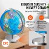 VEVOR Illuminated World with Stand, 13 in/330.2 mm, Educational Earth Globe with Stable Heavy Metal Base HD Printed Map and LED Night Lighting, 720° Spinning Globe for Kids Classroom Learning(13″ Illuminated Globe)