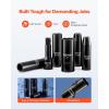 VEVOR Impact Socket Set 1/4″ Drive, 55-Piece Deep & Shallow Socket Set Standard SAE (5/32 to 9/16 inch) & Metric (4 to 15 mm) Size, 6 Point, CR-V, Extension Bar, Universal Joint, Reducer(1/2″ 29 PCS)