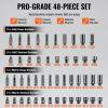 VEVOR Impact Socket Set 3/8″ Drive, 64-Piece Standard SAE (5/16 to 1 inch) & Metric (6 to 24 mm) Size, Deep & Shallow, 6 Point, CR-V, Ratchet Handle, Extension Bars, Universal Joint, Adapters(1/4″ 48PCS CR-MO)