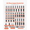 VEVOR Impact Socket Set 3/8″ Drive, 64-Piece Standard SAE (5/16 to 1 inch) & Metric (6 to 24 mm) Size, Deep & Shallow, 6 Point, CR-V, Ratchet Handle, Extension Bars, Universal Joint, Adapters(3/8″ 64 PCS)