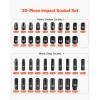 VEVOR Impact Socket Set 3/8″ Drive, 64-Piece Standard SAE (5/16 to 1 inch) & Metric (6 to 24 mm) Size, Deep & Shallow, 6 Point, CR-V, Ratchet Handle, Extension Bars, Universal Joint, Adapters(1/2″ 39 PCS)