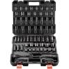 VEVOR 96 Piece 3/8″ Drive Impact Socket Wrench and Bit Set, SAE (5/16″ to 3/4″) & Metric (8 to 22 mm), CR-V, Deep & Shallow, 6 Point, Ratchet, Universal Joint, Bit Holder, Adapters, Spark Plug Socket(1/2″ 65PCS)
