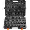 VEVOR 96 Piece 3/8″ Drive Impact Socket Wrench and Bit Set, SAE (5/16″ to 3/4″) & Metric (8 to 22 mm), CR-V, Deep & Shallow, 6 Point, Ratchet, Universal Joint, Bit Holder, Adapters, Spark Plug Socket(1/2″ & 3/8″ 59PCS CR-MO)