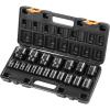 VEVOR 96 Piece 3/8″ Drive Impact Socket Wrench and Bit Set, SAE (5/16″ to 3/4″) & Metric (8 to 22 mm), CR-V, Deep & Shallow, 6 Point, Ratchet, Universal Joint, Bit Holder, Adapters, Spark Plug Socket(1/2″ 19PCS)