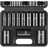 VEVOR Impact Socket Set 1/4″ Drive, 55-Piece Deep & Shallow Socket Set Standard SAE (5/32 to 9/16 inch) & Metric (4 to 15 mm) Size, 6 Point, CR-V, Extension Bar, Universal Joint, Reducer(3/8″ 11PCS)