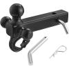 VEVOR Trailer Hitch, Tri-Ball Mount with Hook & Pin, Trailer Ball Size 1-7/8″, 2″ and 2-5/16″, Fit 2-Inch Hitch Receiver, Max 10,000 lbs Ball Hitch, Towing Hitch for RVs, SUVs, ATVs, and Trucks(Not Adjustable)