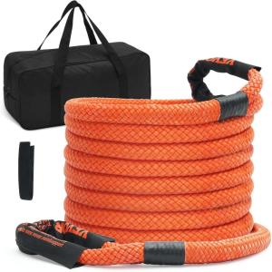 VEVOR 1″ x 30′ Kinetic Recovery Tow Rope 38,000 lbs, Heavy-Duty Off Road Snatch Strap, Extreme Duty 30% Elasticity Energy Snatch Strap for Jeep Car Truck ATV UTV SUV Tractor(Orange)