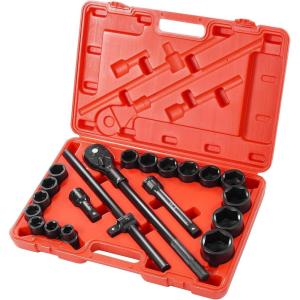 VEVOR 1/2″ Drive Impact Socket Set, 13 Piece Deep Socket Set Metric 10-24mm, 6 Point CR-V Alloy Steel for Auto Repair, Easy-to-Read Size Markings, Rugged Construction, Includes Storage Case(3/4″ 21PCS)