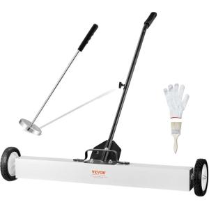 VEVOR 55Lbs Rolling Magnetic Sweeper with Wheels, 36-inch Large Magnet Pickup Lawn Sweeper with Telescoping Handle, Push-Type Magnetic Pick Up Sweeper, Easy Cleanup of Workshop Yard Garage(36-Inch-Set)