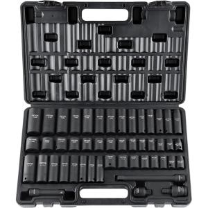 VEVOR 96 Piece 3/8″ Drive Impact Socket Wrench and Bit Set, SAE (5/16″ to 3/4″) & Metric (8 to 22 mm), CR-V, Deep & Shallow, 6 Point, Ratchet, Universal Joint, Bit Holder, Adapters, Spark Plug Socket(3/8″ 48PCS)