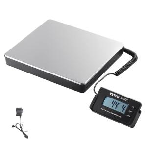 VEVOR Digital Shipping Scale, 440 lbs x 1.7 oz. Heavy Duty Postal Scale with Timer, Tare Function, HD LCD Screen Portable Package Scale for Luggage, Home, Post Office, AC/DC Powered, FCC Listed(12*10in)