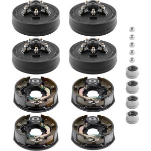 VEVOR Electric Trailer Brake Assembly, 10″ x 2-1/4″, 1 Pair Self-Adjusting Electric Brakes Kit for 3500 lbs Axle, 4-Hole Mounting, Backing Plates for Brake System Part Replacement (1 Right + 1 Left)(4 Brakes & 4 Brake Drums)