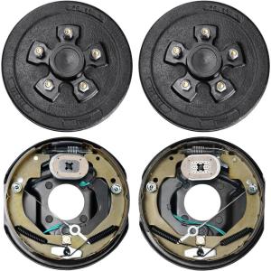VEVOR Electric Trailer Brake Assembly, 10″ x 2-1/4″, 1 Pair Self-Adjusting Electric Brakes Kit for 3500 lbs Axle, 4-Hole Mounting, Backing Plates for Brake System Part Replacement (1 Right + 1 Left)(2 Brakes & 2 Brake Drums)