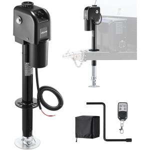 VEVOR Electric Trailer Jack, 5000 lbs, Heavy Duty RV Electric Power Tongue Jack with 2 Way Connector, Manual Crank Handle & Weatherproof Jack Cover, 10″-28.3″ Lift, for RVs, Trailers & Campers, Black(7500lbs)