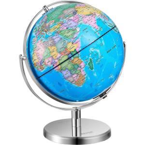 VEVOR Illuminated World with Stand, 13 in/330.2 mm, Educational Earth Globe with Stable Heavy Metal Base HD Printed Map and LED Night Lighting, 720° Spinning Globe for Kids Classroom Learning(13″ Illuminated Globe)